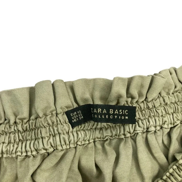 Zara Basic Off the Shoulder Dress Grey-Green XS Beachy Cottage Preppy Prairie - Picture 5 of 7